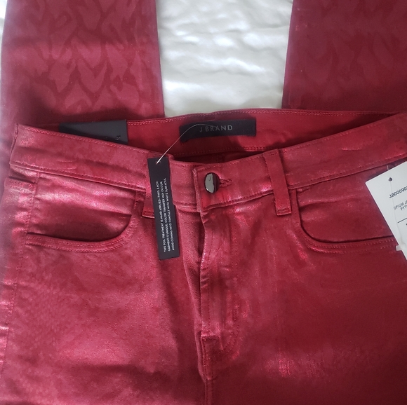 J Brand Red Alana Python snakeskin - Picture 2 of 9
